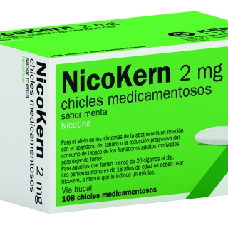 NICOKERN 2 MG CHICLES MEDICAMENTOSOS SABOR MENTA , 108 chicles (PVC/PE/PVDC/AL)