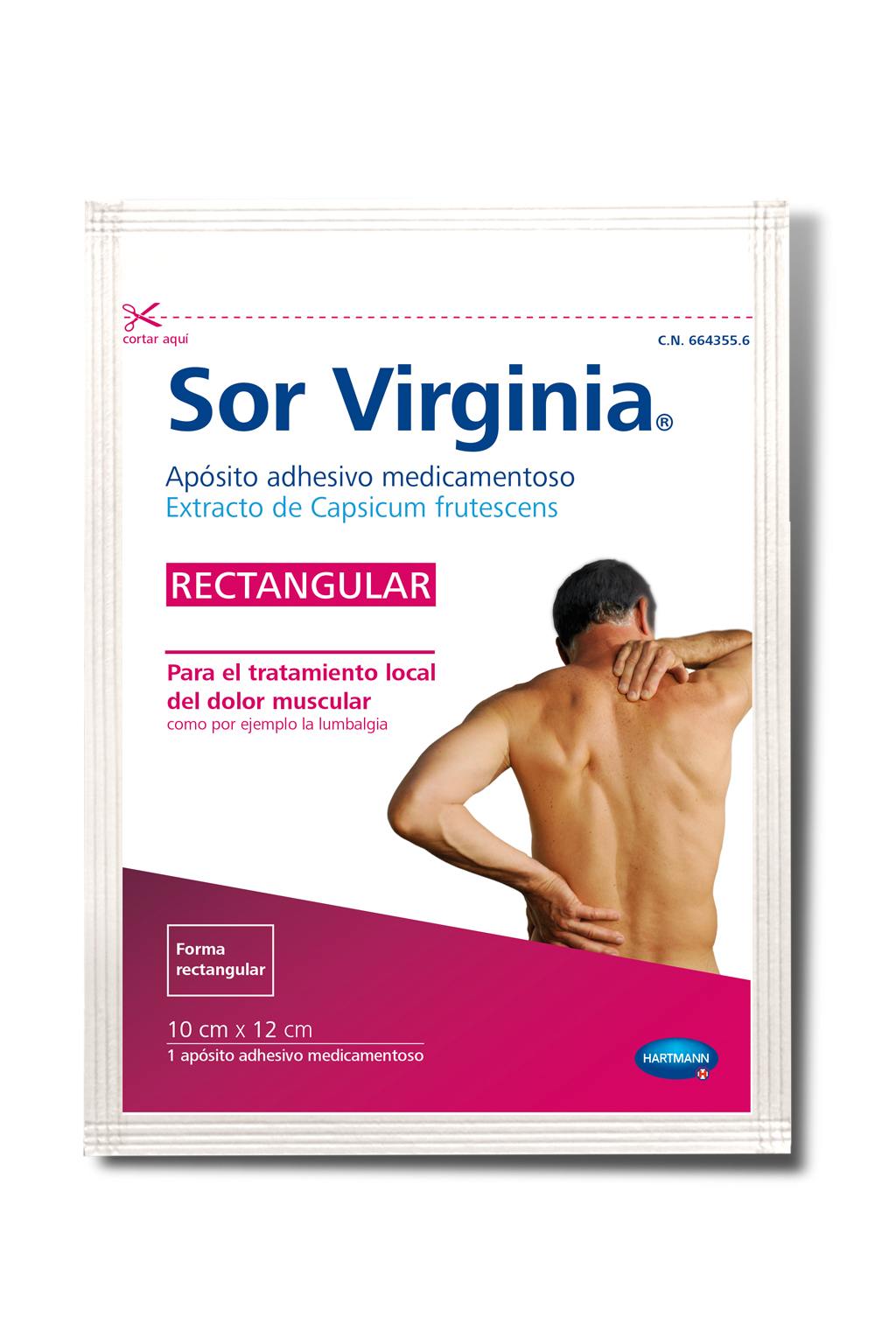 SOR VIRGINIA APOSITO ADHESIVO MEDICAMENTOSO RECTANGULAR, 1 APÓSITO