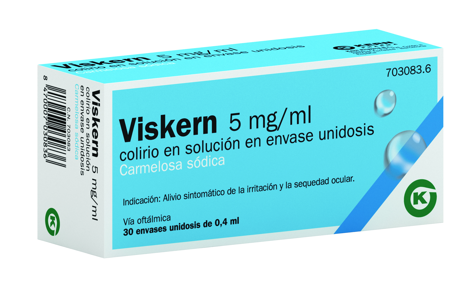 VISKERN 5 MG/ML COLIRIO EN SOLUCION EN ENVASE UNIDOSIS , 30 envases unidosis de 0,4 ml
