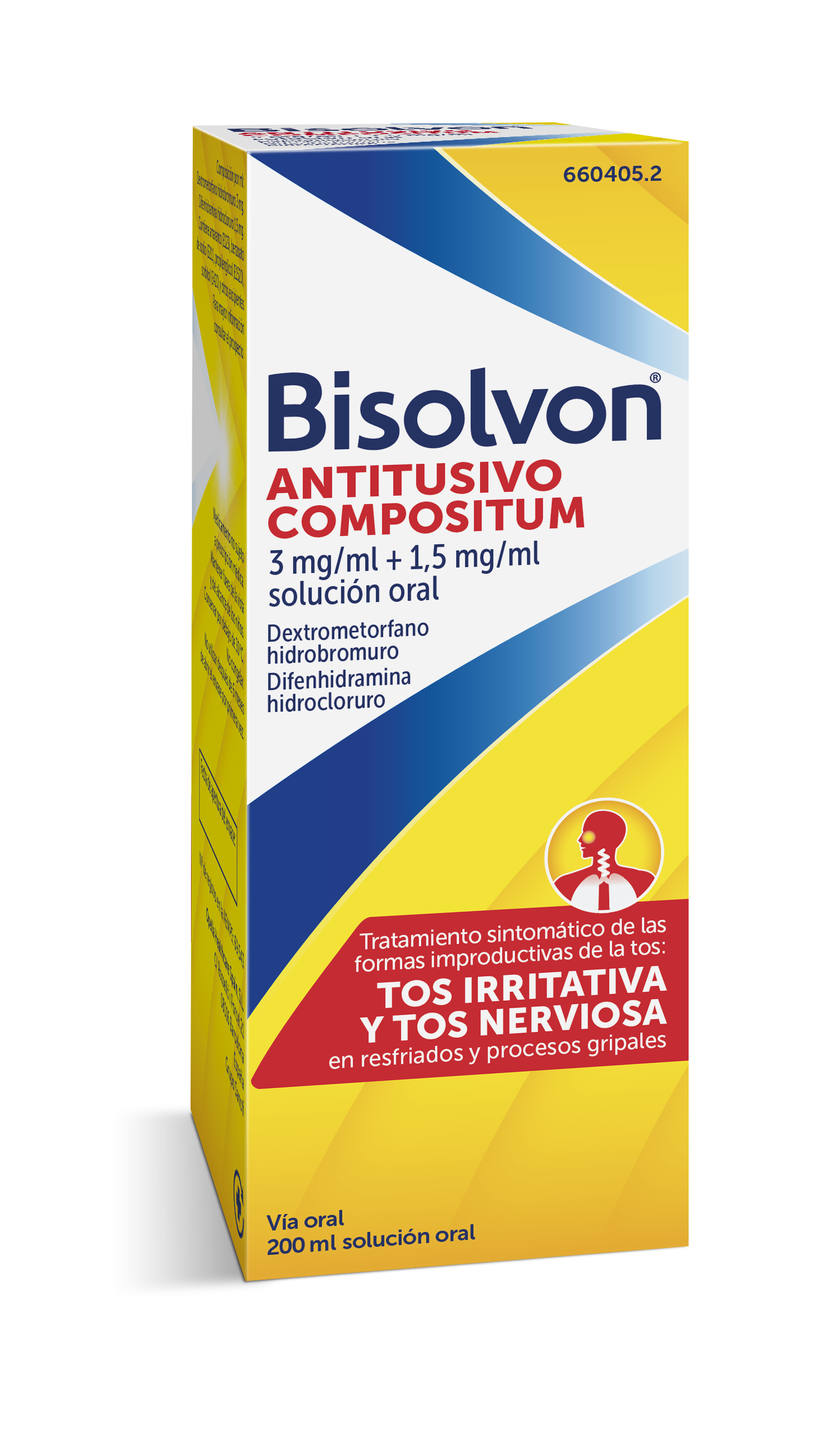 Bisolvon Antitusivo Compositum 3 mg/ml +1,5 mg/ ml solución oral, 200 ml