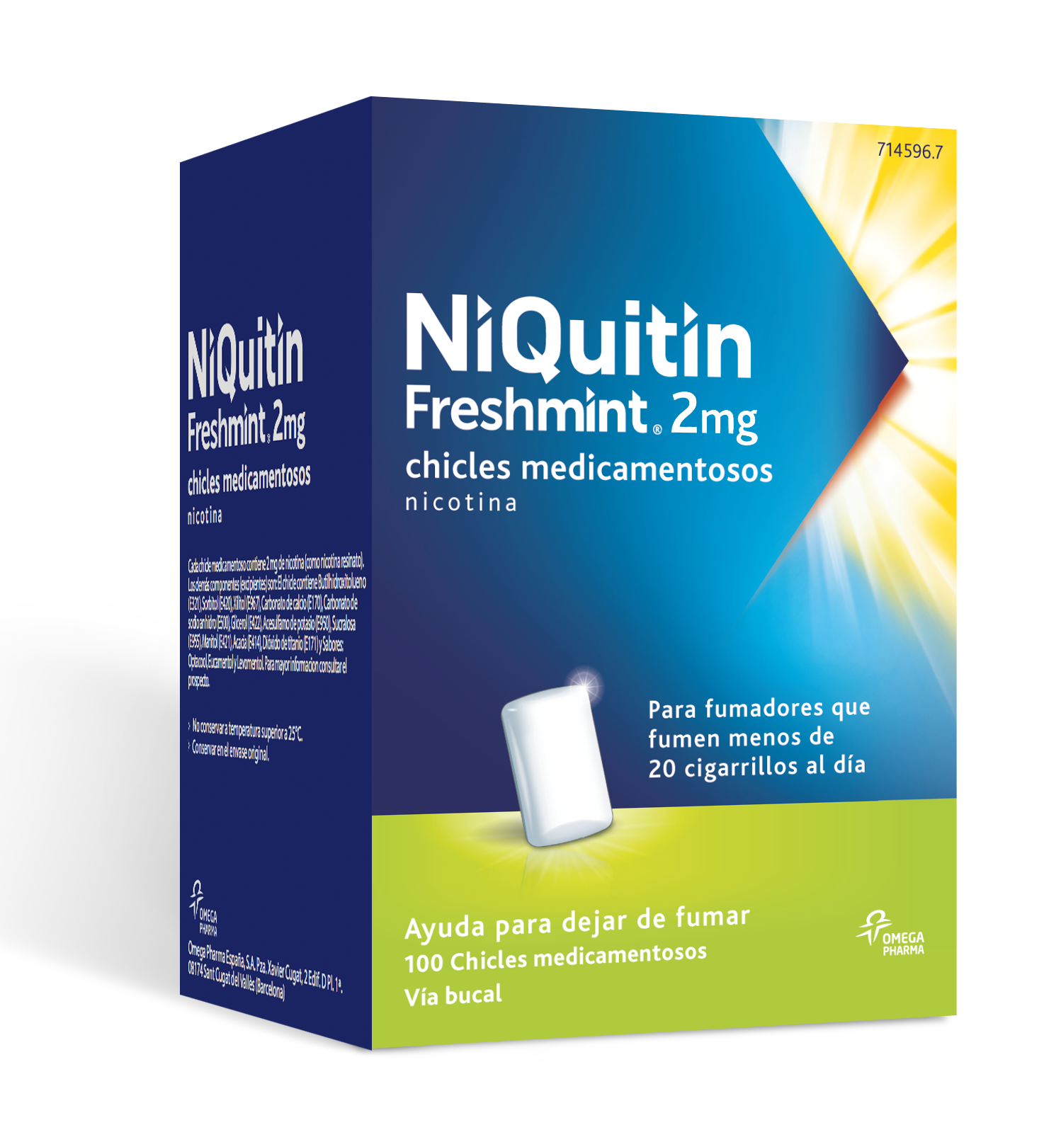 NIQUITIN MINT 2 MG CHICLES MEDICAMENTOSOS, 100 CHICLES
