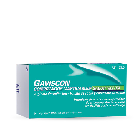 GAVISCON COMPRIMIDOS MASTICABLES SABOR MENTA, 24 comprimidos masticables