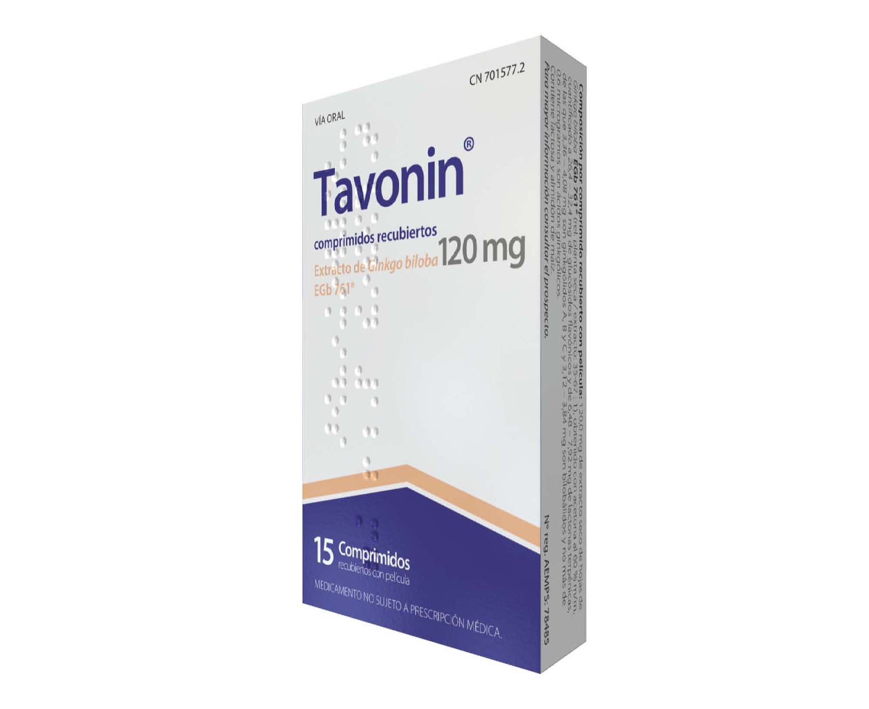 TAVONIN 120 MG COMPRIMIDOS, 15 comprimidos