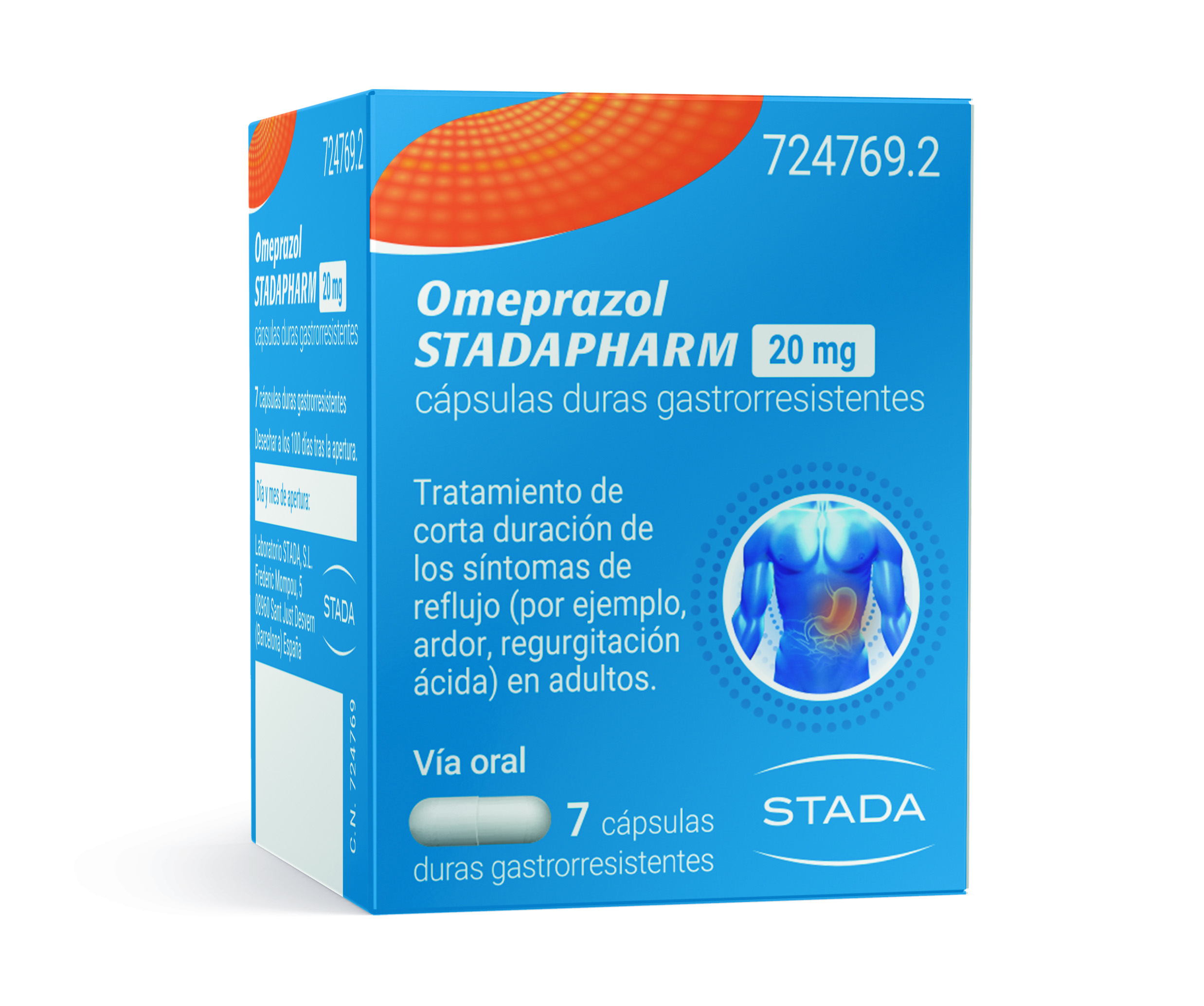 Omeprazol STADAPHARM 20 mg 7 cápsulas duras gastrorresistentes  frasco