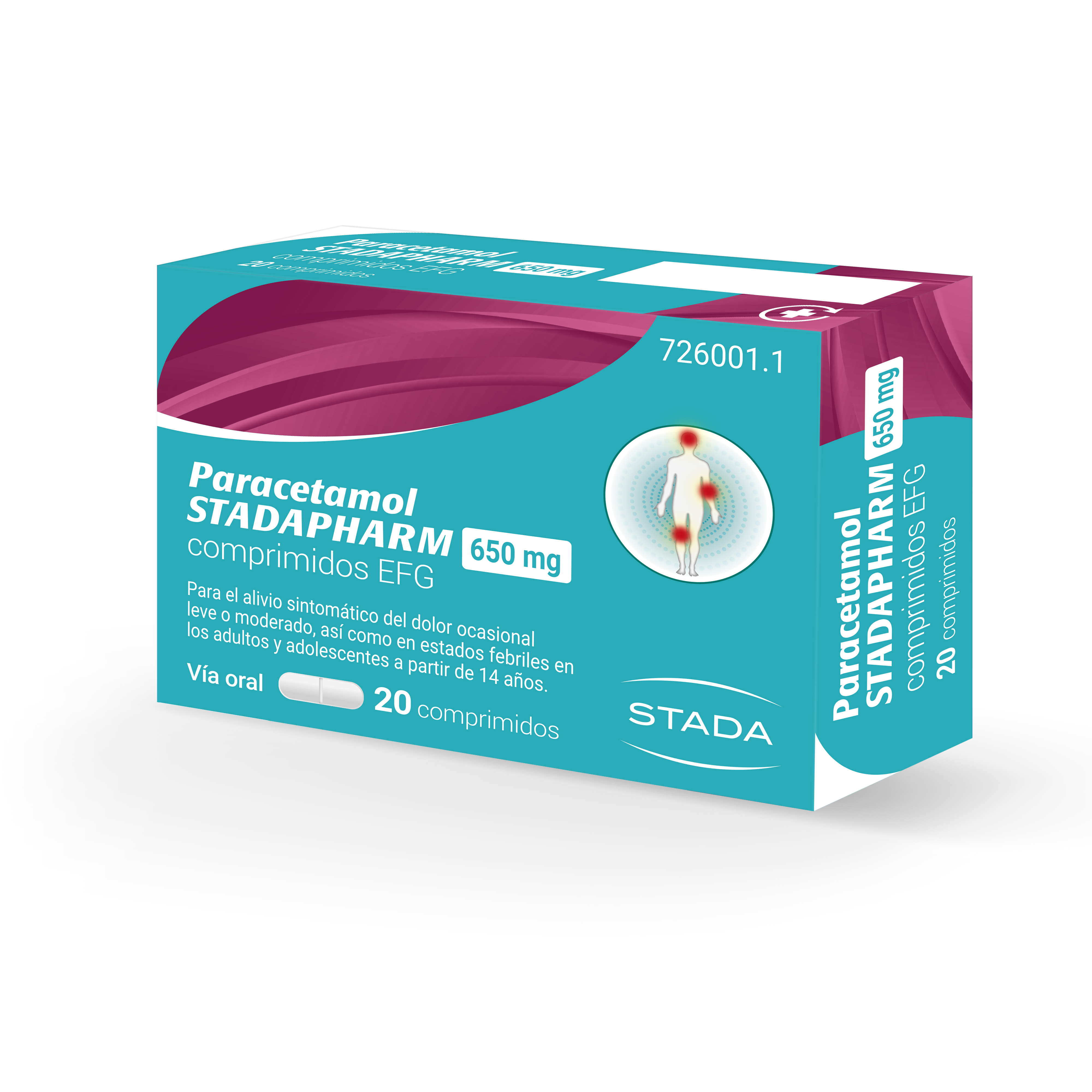 Paracetamol STADAPHARM 650 mg 20 comprimidos EFG