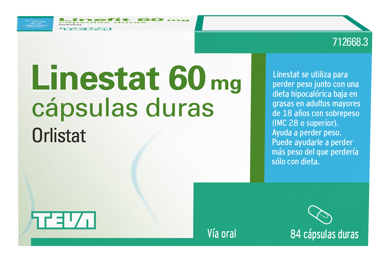 teva pharma, s.l.u. linestat 60 mg capsulas duras, 84 cápsulas ( blister. 