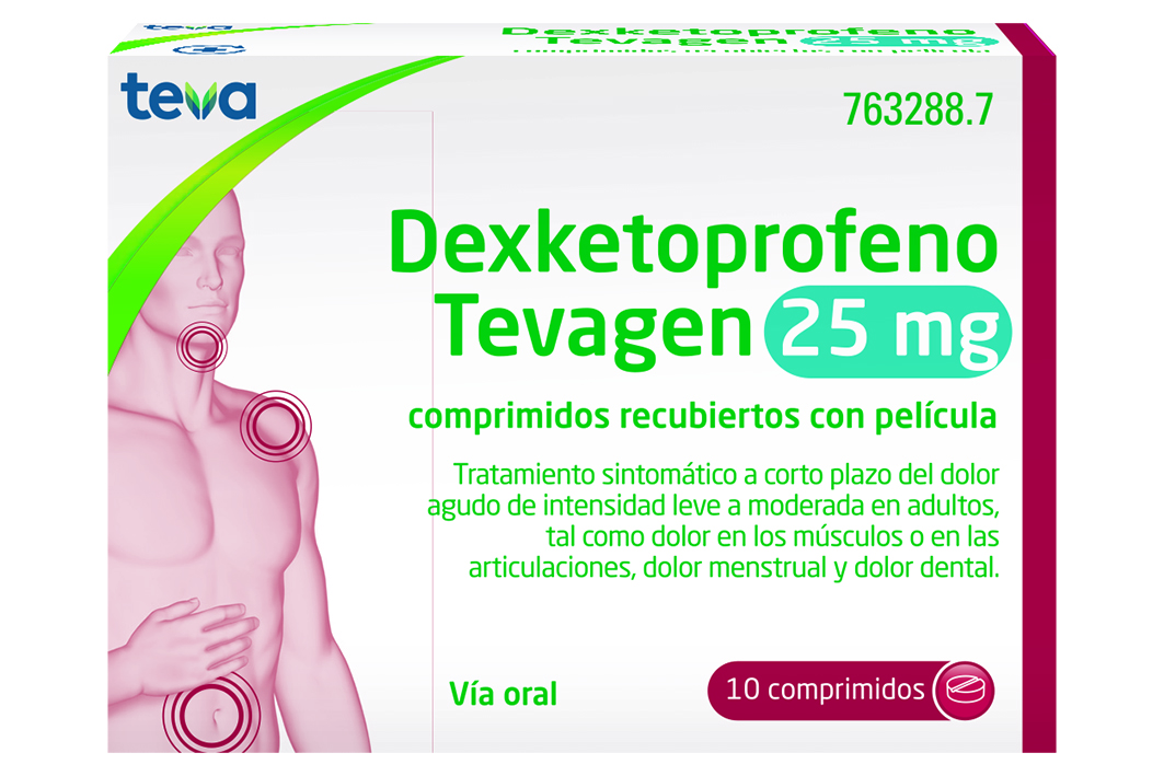 Dexketoprofeno Tevagen 25 mg comprimidos recubiertos con película EFG - 10 comprimidos