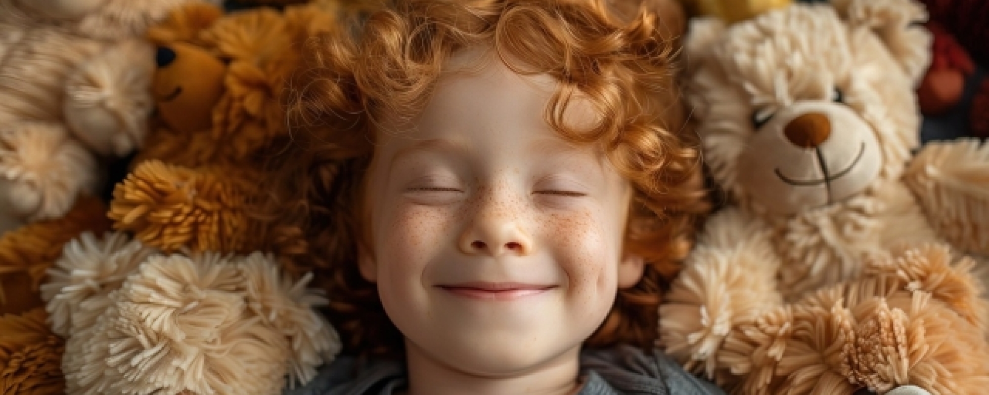 niño durmiendo con peluches