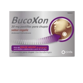 BUCOXON 20 MG PASTILLAS PARA CHUPAR SABOR REGALIZ ,18 pastillas