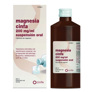 MAGNESIA CINFA 200 mg/ ml SUSPENSION ORAL , 1 frasco de 260 ml