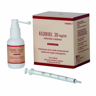 REGAXIDIL 20 mg/ml SOLUCION CUTANEA , 240 ml (4 frascos de 60 ml)