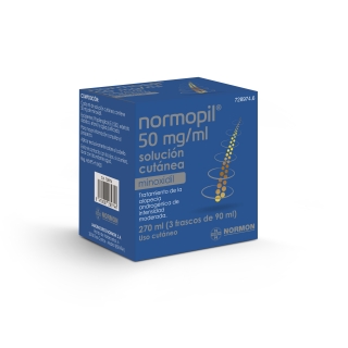 NORMOPIL 50 mg /ml Solución cutánea, 3 frascos 90 ml