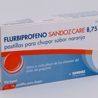 FLURBIPROFENO SANDOZ CARE 8,75 mg PASTILLAS PARA CHUPAR SABOR NARANJA, 16 pastillas