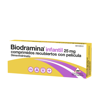 BIODRAMINA INFANTIL 25 MG 12 COMPRIMIDOS RECUBIERTOS CON PELÍCULA